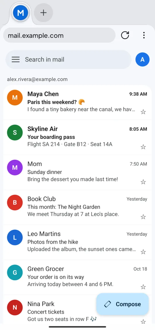 A mail site in a normal bubble